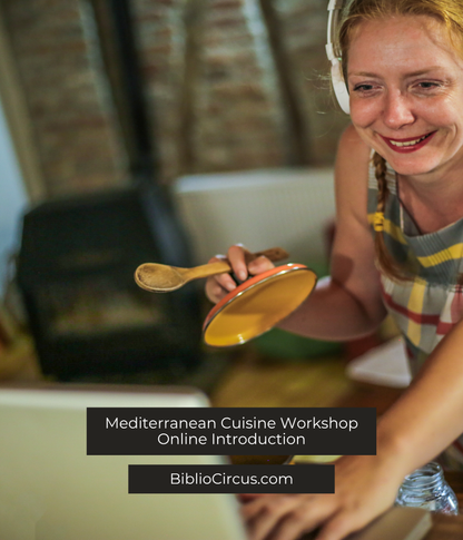 Online Introduction to Mediterranean Cuisine Workshop, woman during video lesson while she stirs a pot