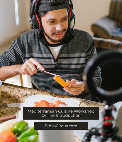 Online Introduction to Mediterranean Cuisine Workshop, young man peeling carrots ... it looks like for the first time!